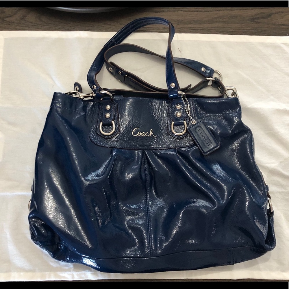 Coach Ashley Blue Patent Leather Satchel